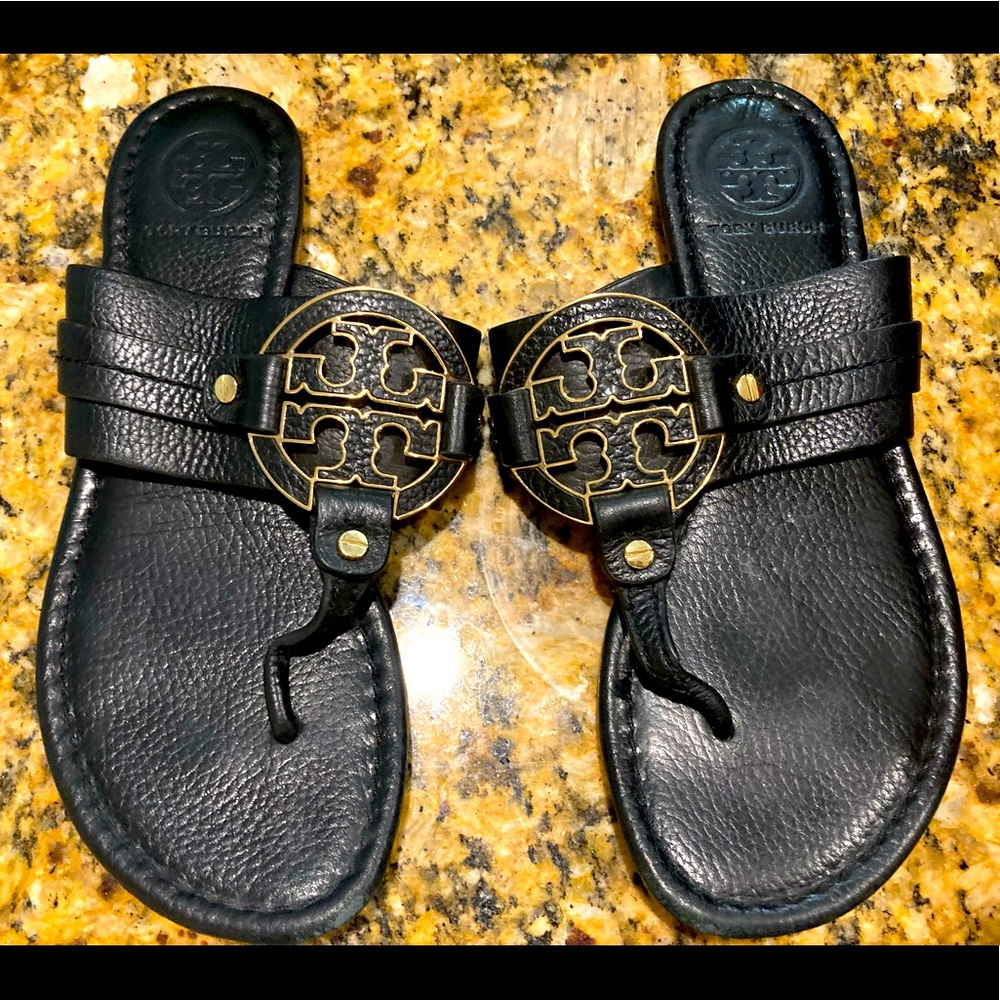 Tory Burch black leather sandals 7.5
